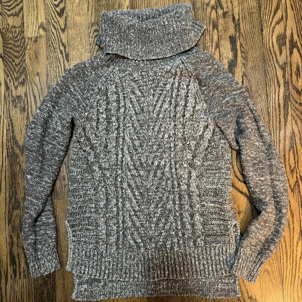 Gray Cable Knit Cotton Sweater